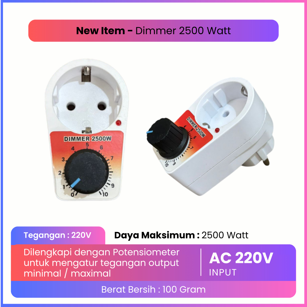 Dimmer 2500 Watt Pengatur Kecepatan Gerinda Kipas Dinamo Listrik AC 220V