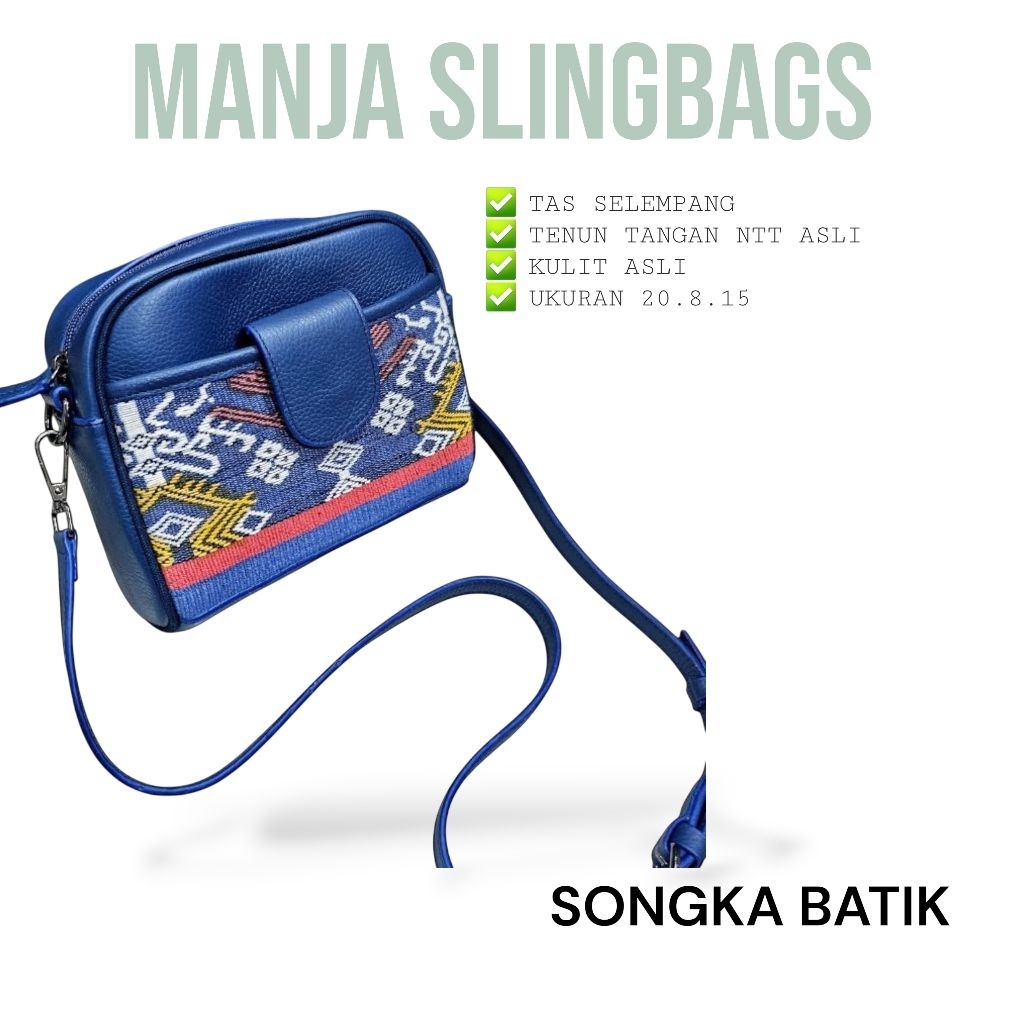TAS SELEMPANG WANITA ETNIK TENUN NTT KULIT ASLI MANJA-2