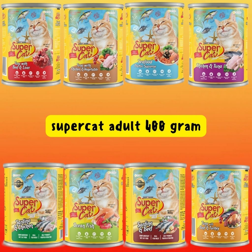 SUPER CAT KALENG 400 GRAM ADULT MAKANAN KALENG SUPERCAT ADULT 400G