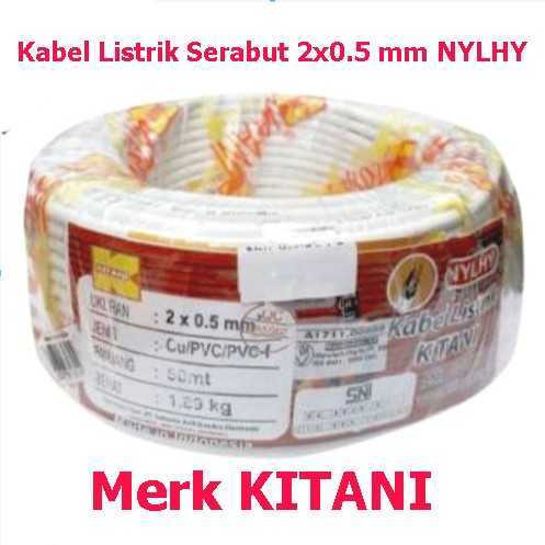 KABEL LISTRIK kitani NYLHY SERABUT 2X0,5mm / 1 ROLL 50 M cable putih