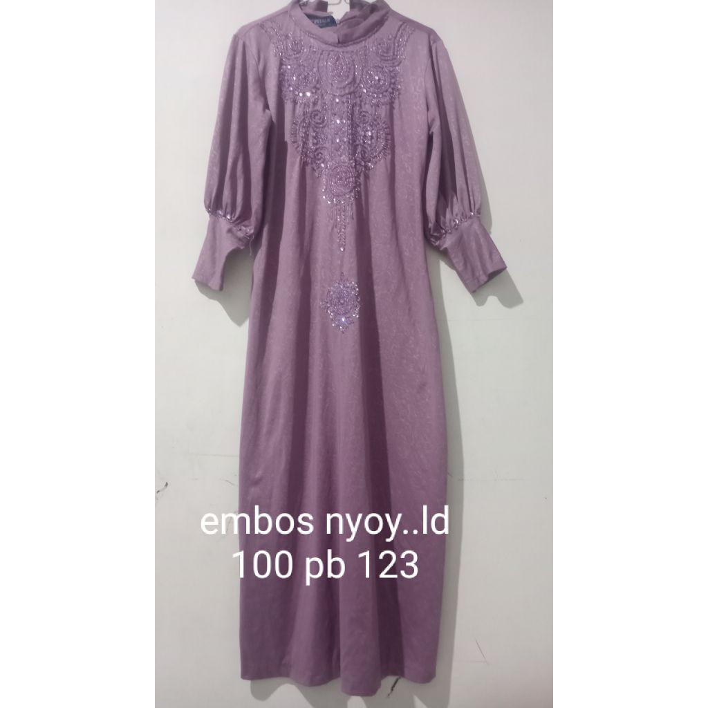 gamis lilac lengan balon