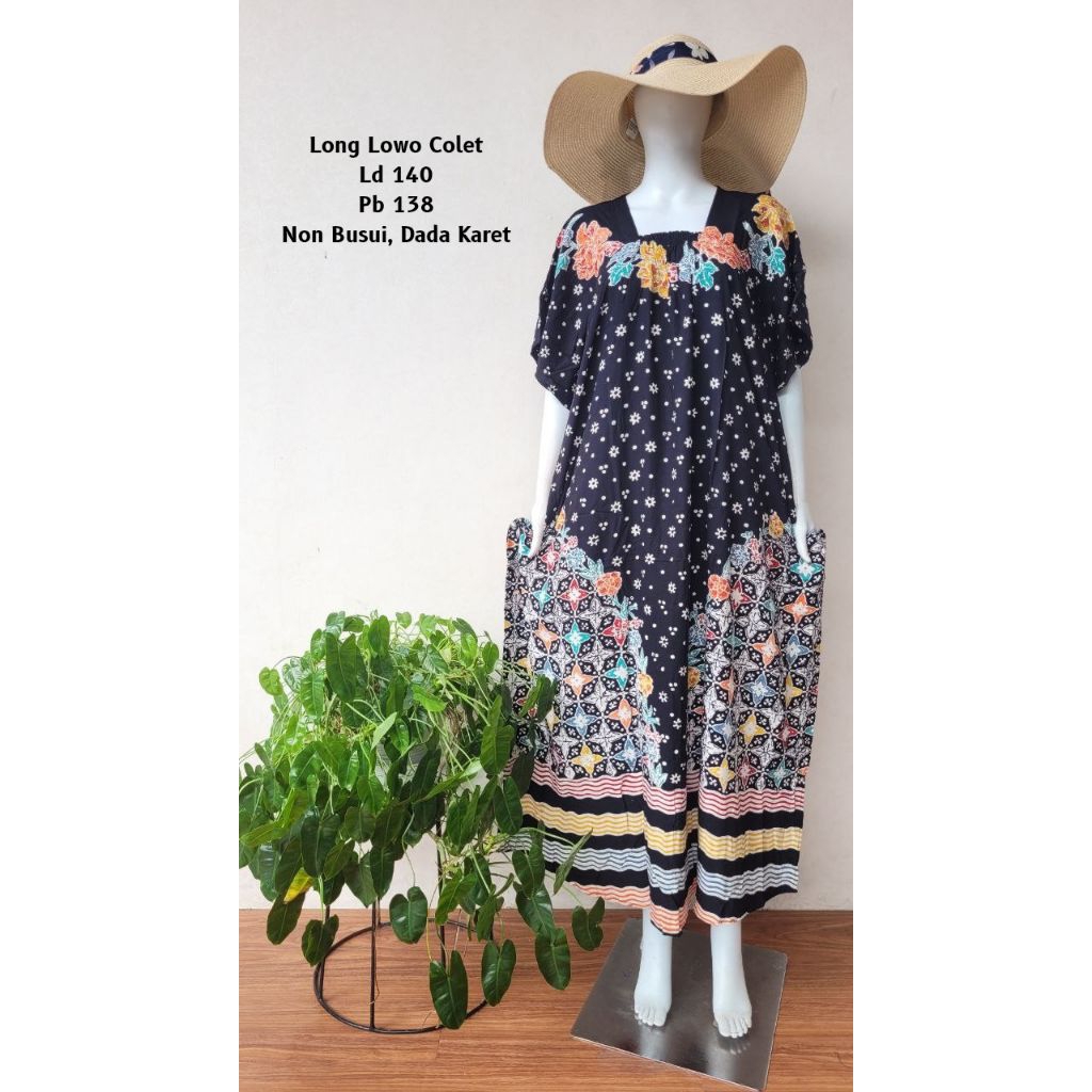 MAHENDI Long Lowo Dada Karet Ld 140 Pb 138 Jumbo Non Busui Rsyon Premium Daster Batik Cap Pekalongan