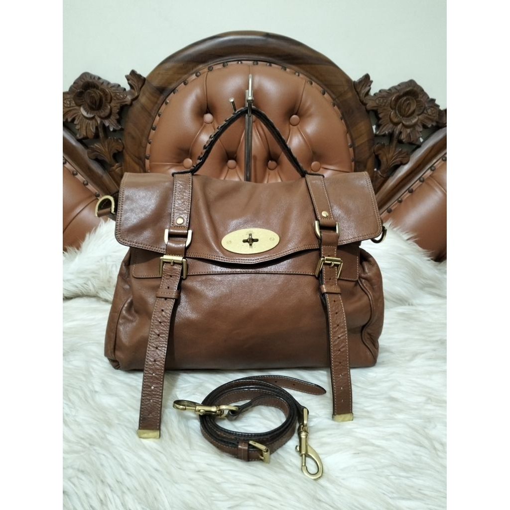 Mulberry Alexa Brown Leather Satchel Bag