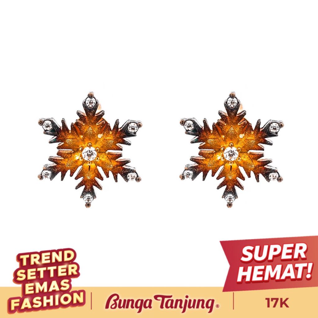 ANTING OMBRE SNOWFLAKE - EMAS 17K - BUNGA TANJUNG