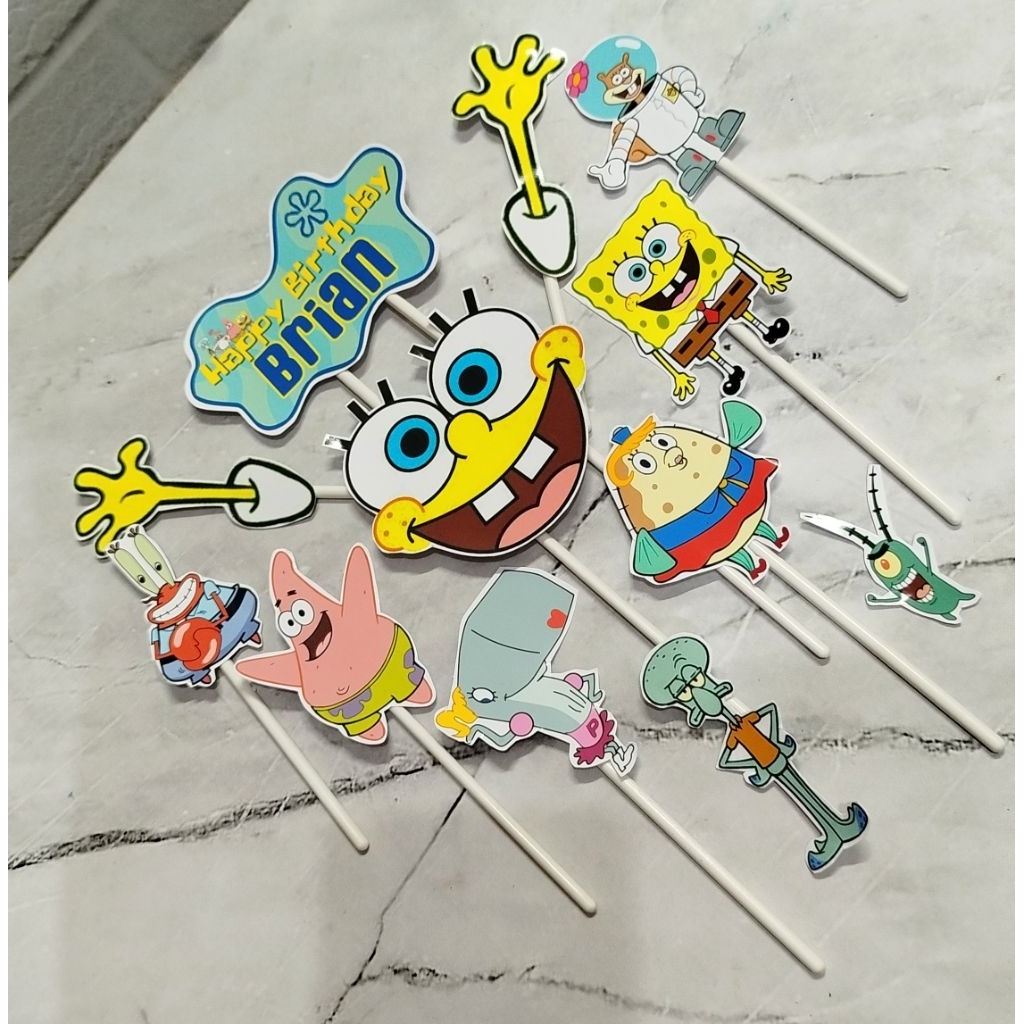 Cake Topper SPONGEBOB SQUAREPANTS - Hiasan Kue Topper Kertas SPONGEBOB