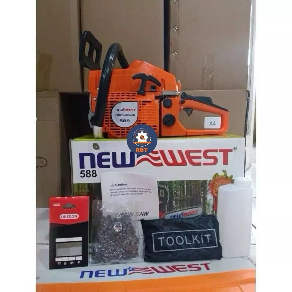 Chainsaw New West 588 Bar 22" Laser Nose Lengkap dengan Rantai Oregon - Senso Kecil New west 588
