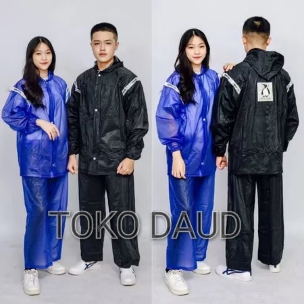 Jas Hujan Penguin Original Ferrari Karet PVC Jaket Celana Penguins Ferari Pria & Wanita Penguin Mura