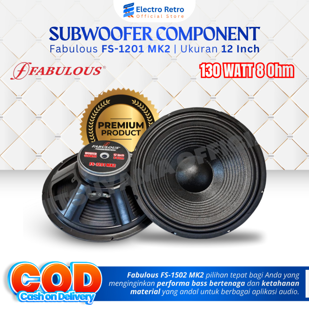 Subwoofer Speaker 12 Inch/15 Inch Fabulous FS-1201/FS-1203/FS-1502 MK2 Power 130w/200w/250w 8 Ohm Wo