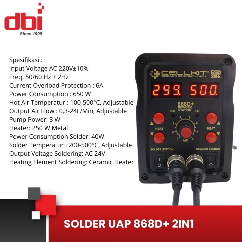 Solder Uap Blower Hot Air Gun Digital 2in1 CELLKIT 868D+