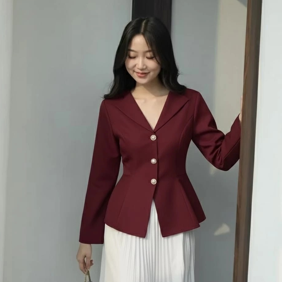 Terbaru Karla Top Blazer Wanita Viral Lengan Panjang Hijab Friendly Non Hijab