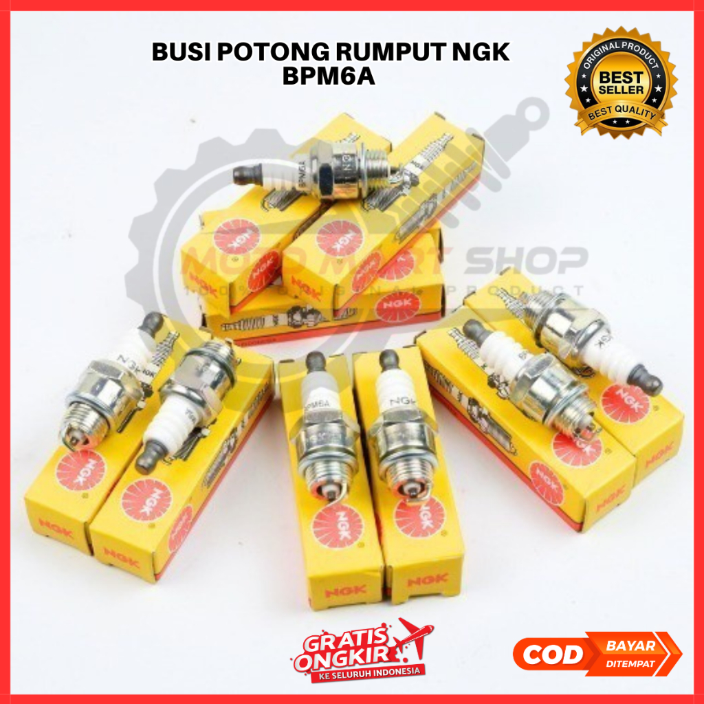 Busi Potong Rumput NGK BPM6A Original | Busi Mesin Potong Rumput 2 Tak Chainsaw Asli