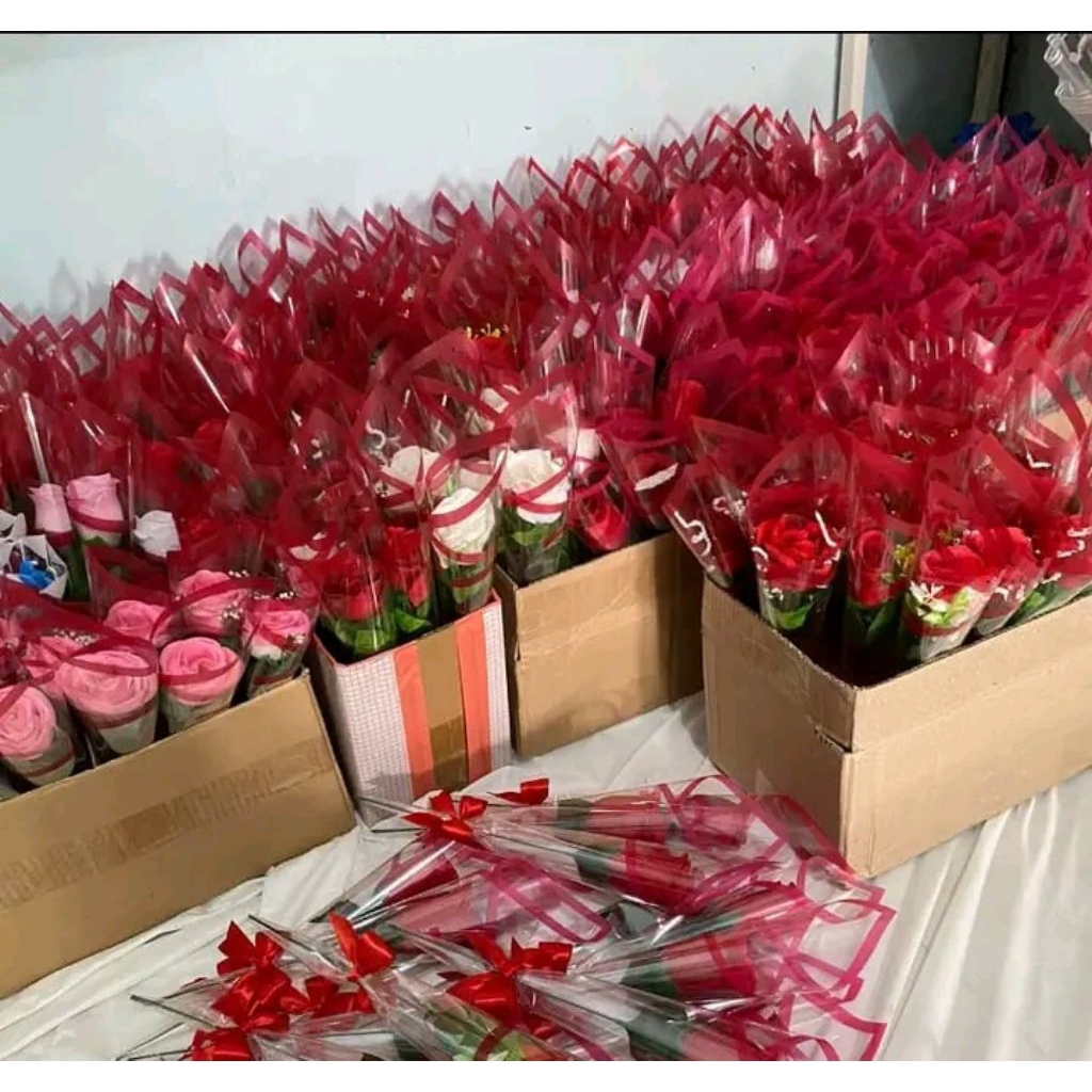 Bunga Mawar 1 Tangkai Plastik | Bunga Valentine | Bunga Mawar Artificial MERAH