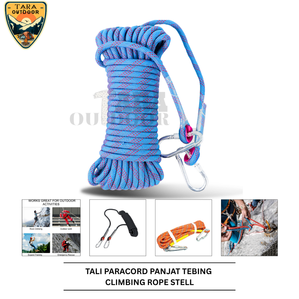 Tali Karmantel Paracord Panjat Tebing Climbing Rope Carabiner