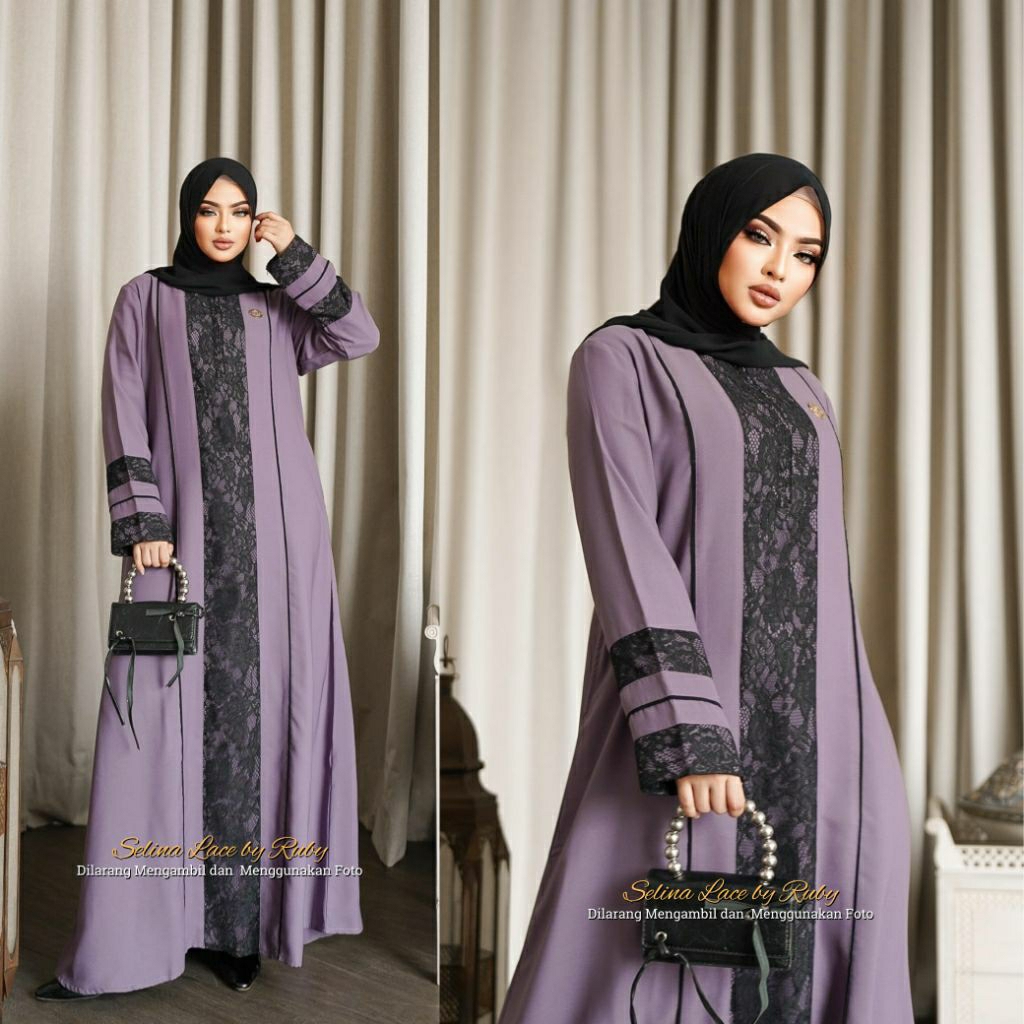 gamis modern motif terbaru Selina abaya dress simple elegant kekinian