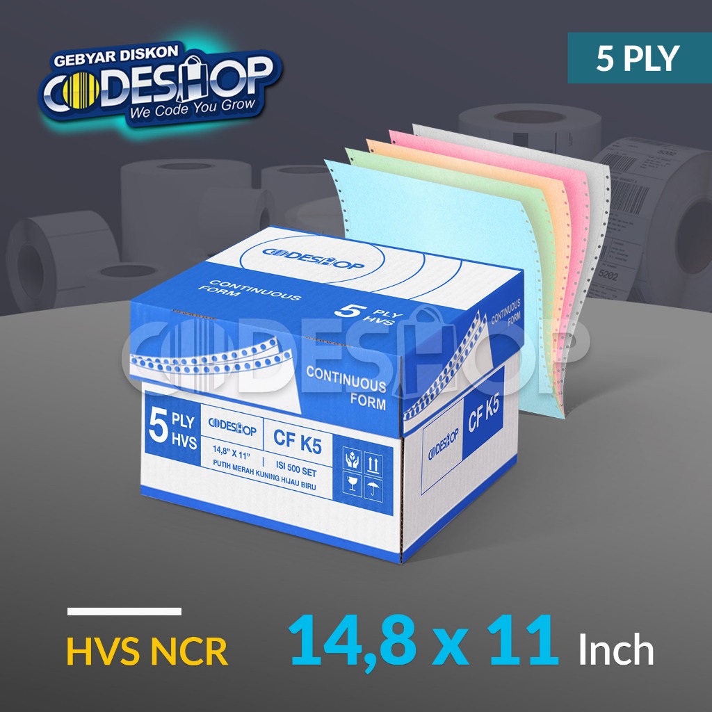 Codeshop Kertas Paper 5 Ply Continous Form 14 7/8 x 11 Inch HVS NCR 14.8"x11" Laporan Keuangan