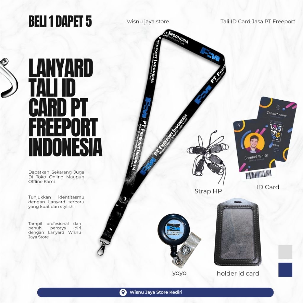 TALI ID CARD FREEPORT TERBARU | LANYARD GROSIR TERMURAH & BERKUALITAS | STOK MELIMPAHH