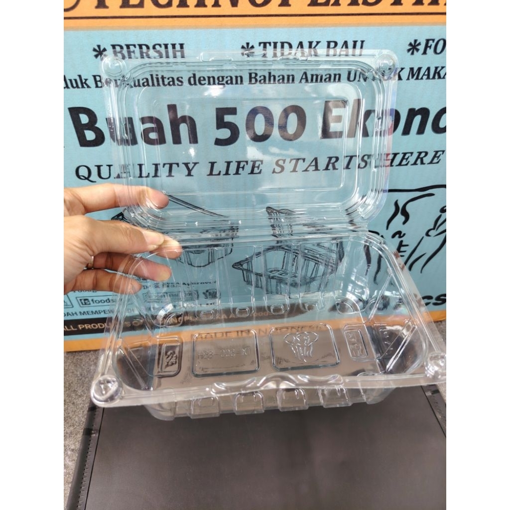 Mika Box Buah 500ml / Fruit Box Buah Pet 500ml / Mika Buah Persegi 500ml