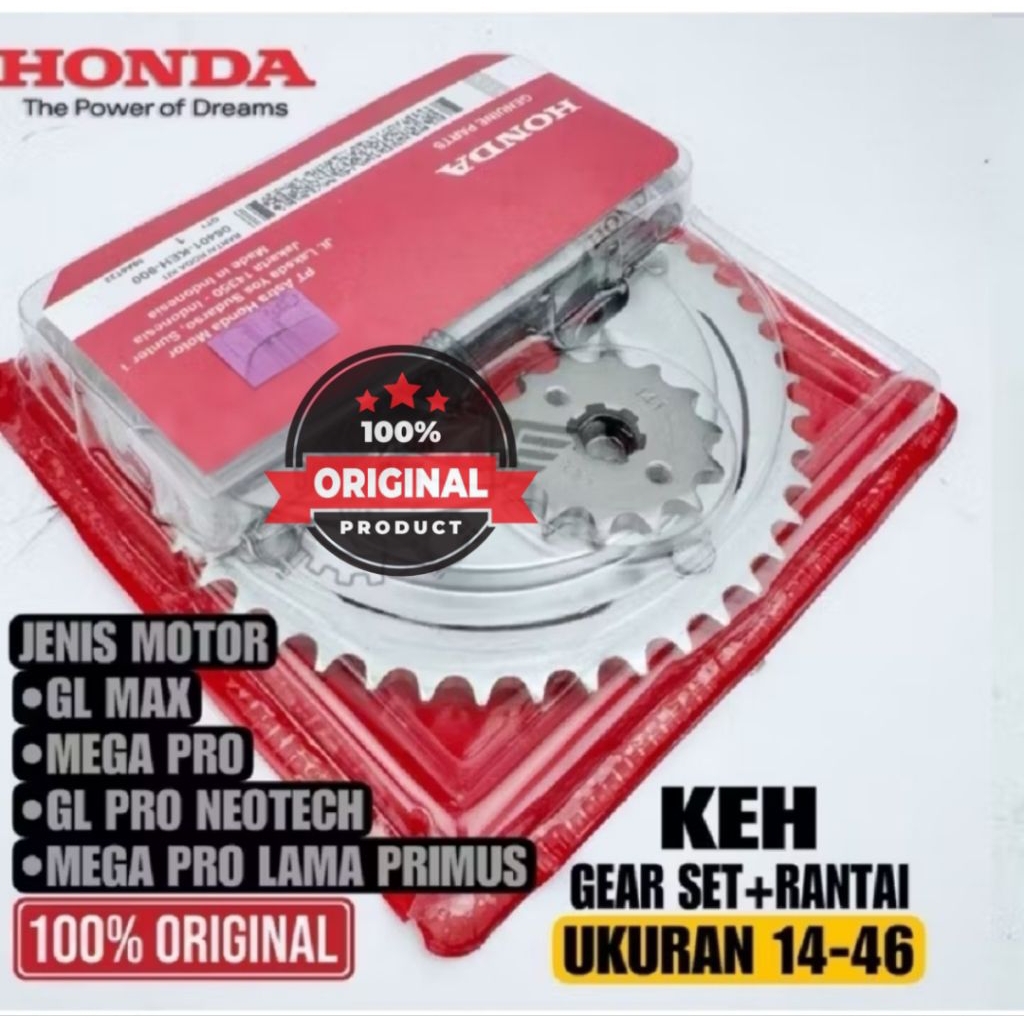 GEAR SET RANTAI ORI HONDA GL MAX, MEGAPRO, GL PRO NEOTECH, MEGAPRO LAMA PRIMUS