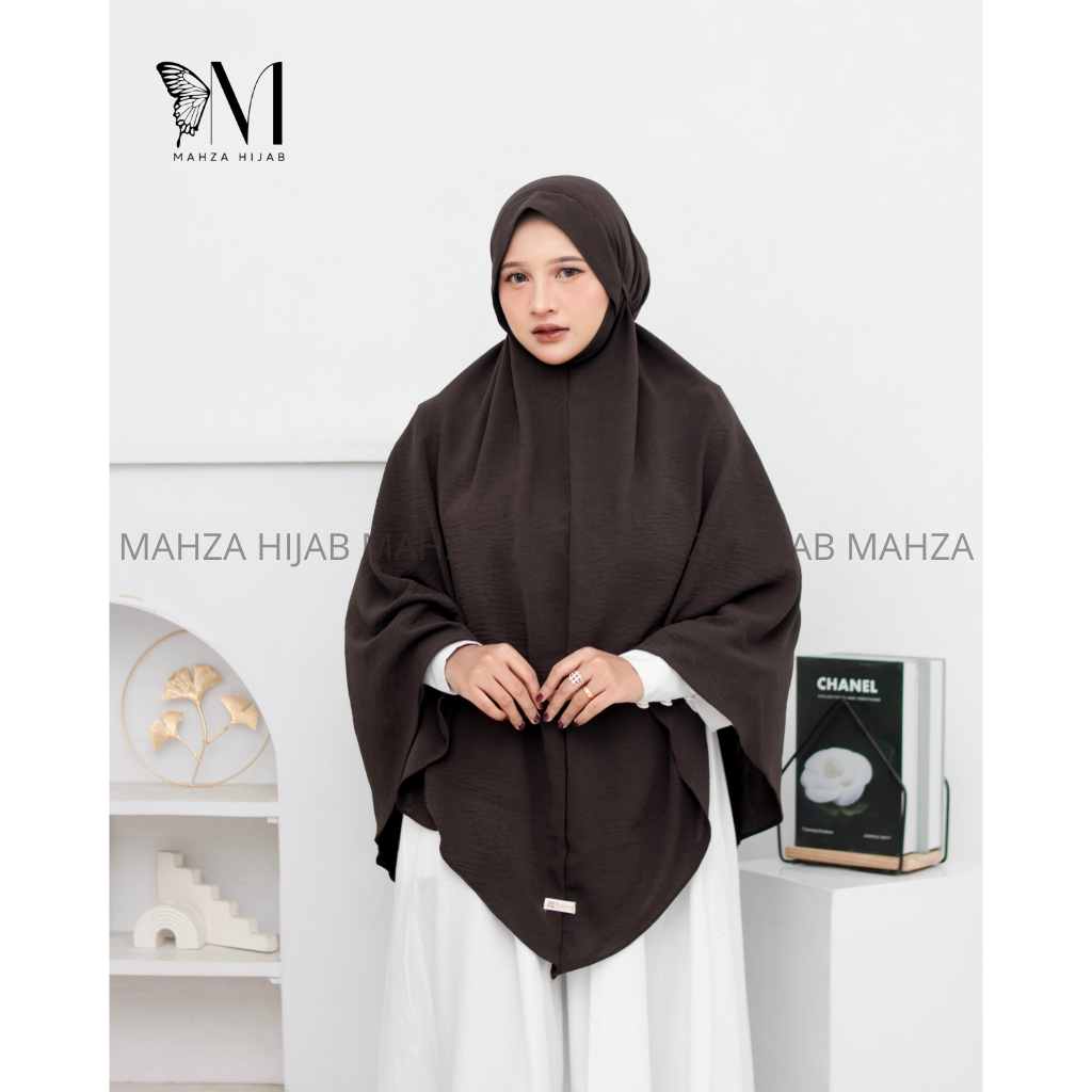 Hijab Instan Khimar Dagu Malay Tali XL Crinkle Airflow Premium