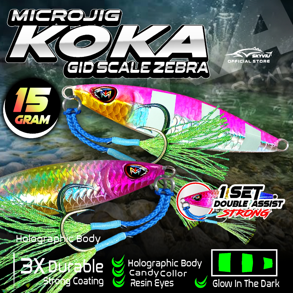 Umpan Micro Jig 15 Gram SKYVIU KOKA GID Double Assist Hook Mikro Jig 15 Gram Metal Jig 15 Gram 15gra