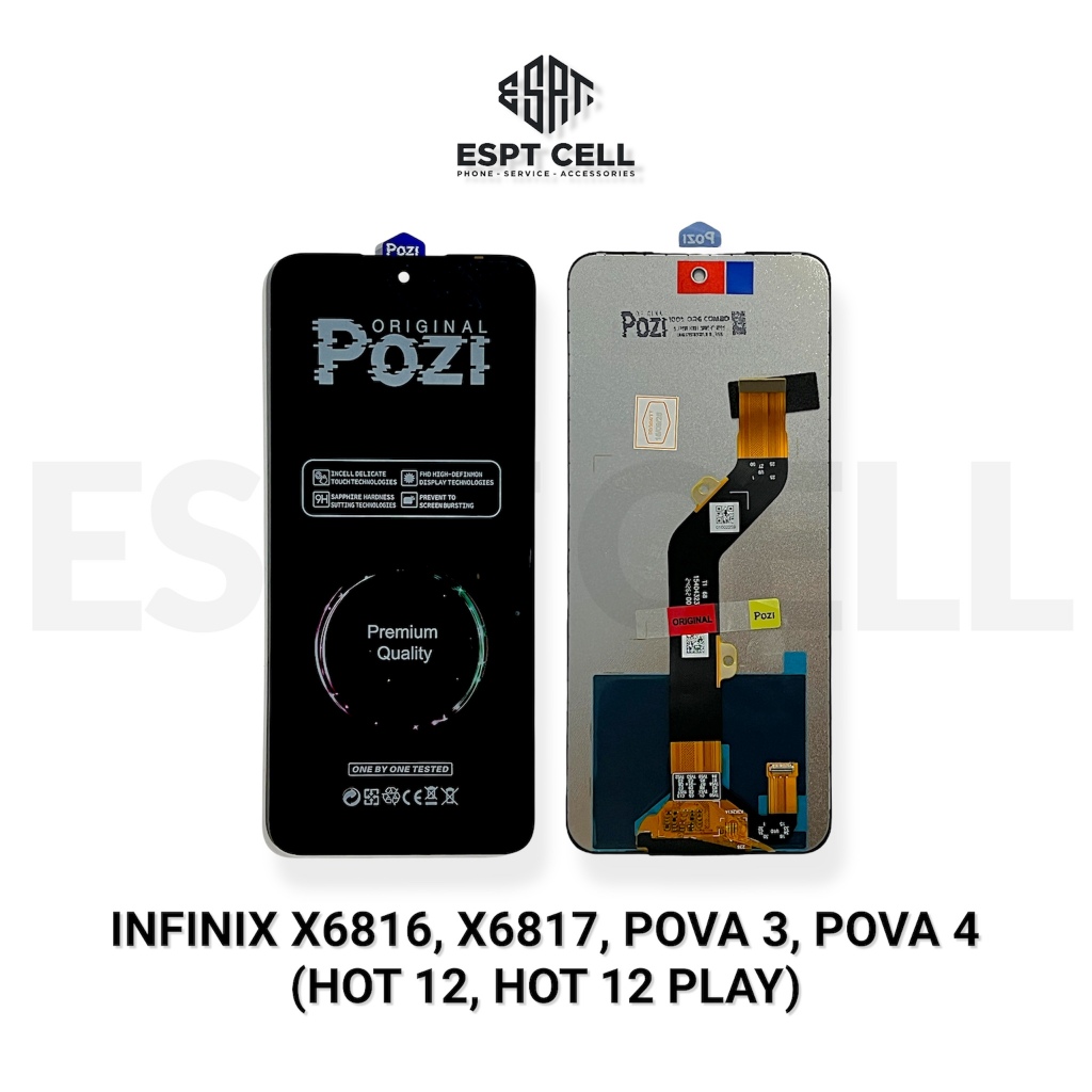 LCD TOUCHSCREEN INFINIX HOT 12 X6817 - HOT 12 PLAY X6816 - POVA 3 - POVA 4 COMPLETE ORIGINAL