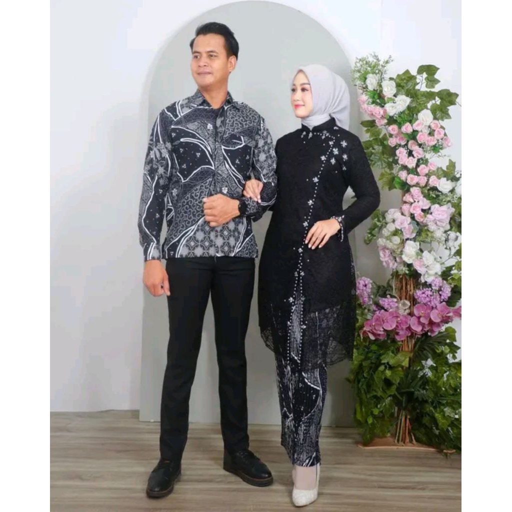 Set Couple Kebaya Tunik Janggan Mix Kemeja Batik Pria / Couple Kebaya Brokat Tunik / Set Tunik Broka