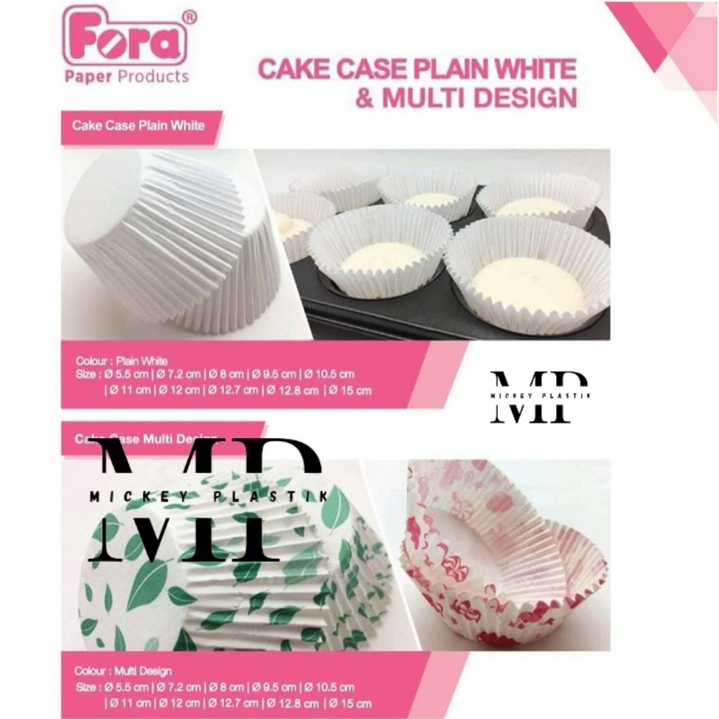 CUP CAKE FORA 9,5 CM ISI 1000 PCS / KERTAS BOLU KUKUS FOOD GRADE MOTIF BURBERRY / PUTIH