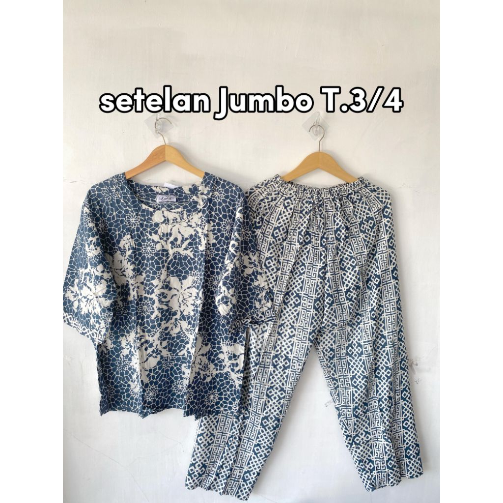 Luza ~ Setelan Jumbo Lengan 3/4 by Batik Luza | Baju tidur | Oneset | Batik Pekalongan