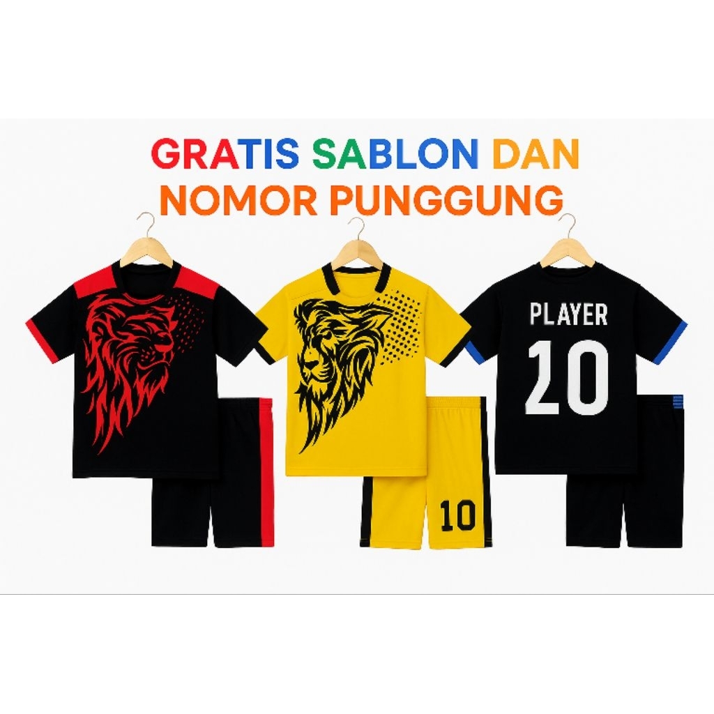 Setelan Jersey Anak Custom Nama & Nomor – Baju Futsal / Sepak Bola Anak Laki-Laki atau Perempuan – B