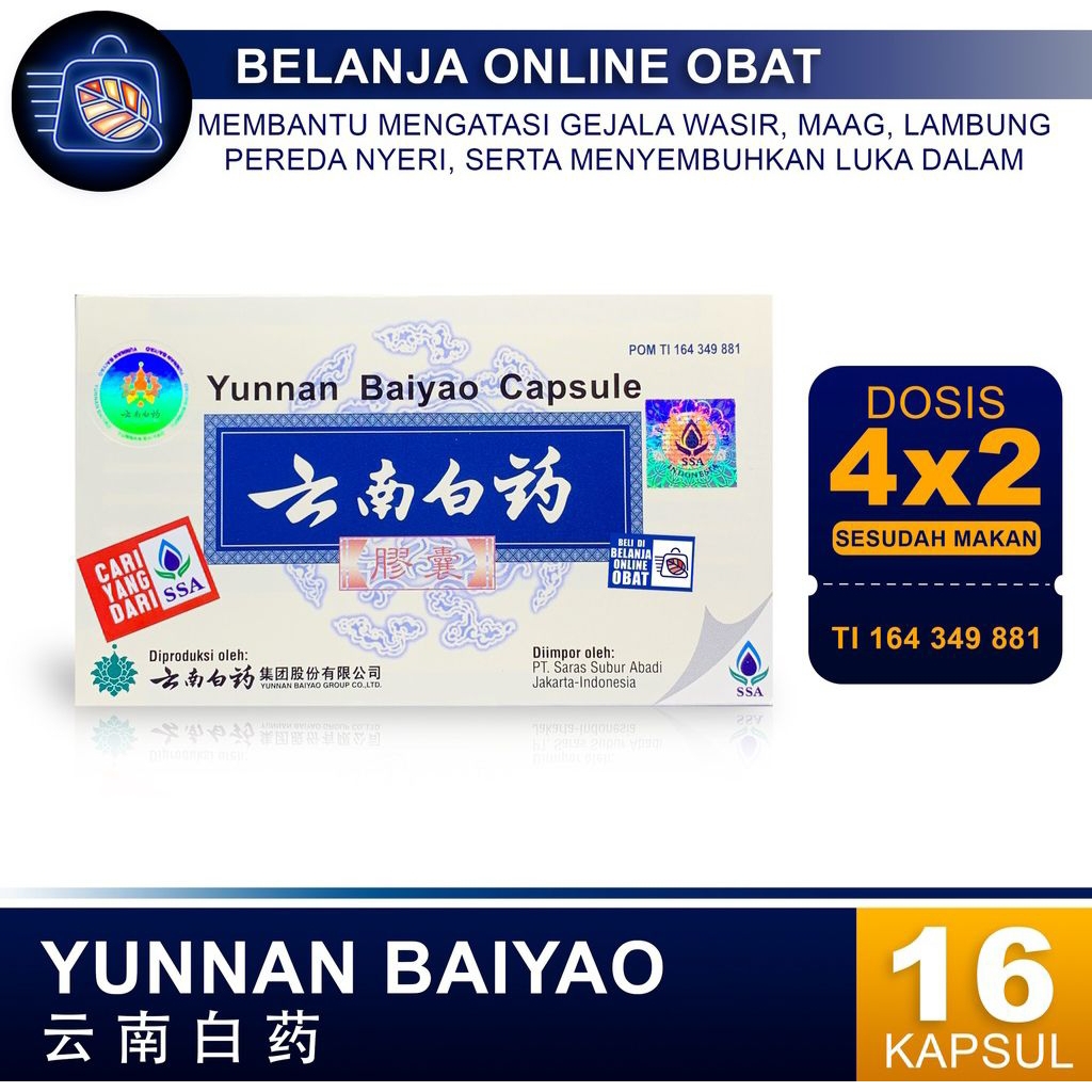 ORIGINAL YUNAN BAIYAO CAPSULE @16KAPSUL/ PENDARAHAN/ LUKA/ MEMAR/ MAAG/ WASIR NYERI ORIGINAL SSA