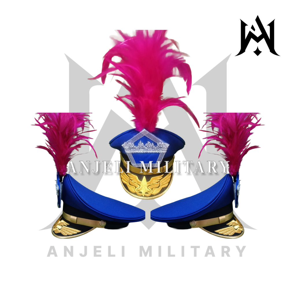 Topi Pet Mayoret Drumband Anak & Dewasa | Topi Drumband Seragam Sekolah Bahan Drill Premium | Topi P