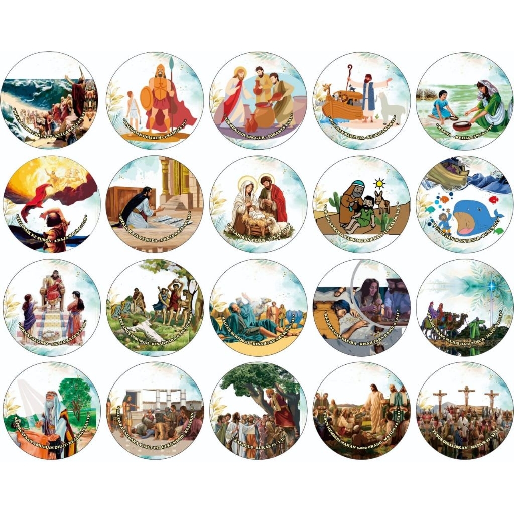 Ganci Rohani Perikop/Cerita Alkitab, Gantungan Kunci Cerita Alkitab diameter 44mm