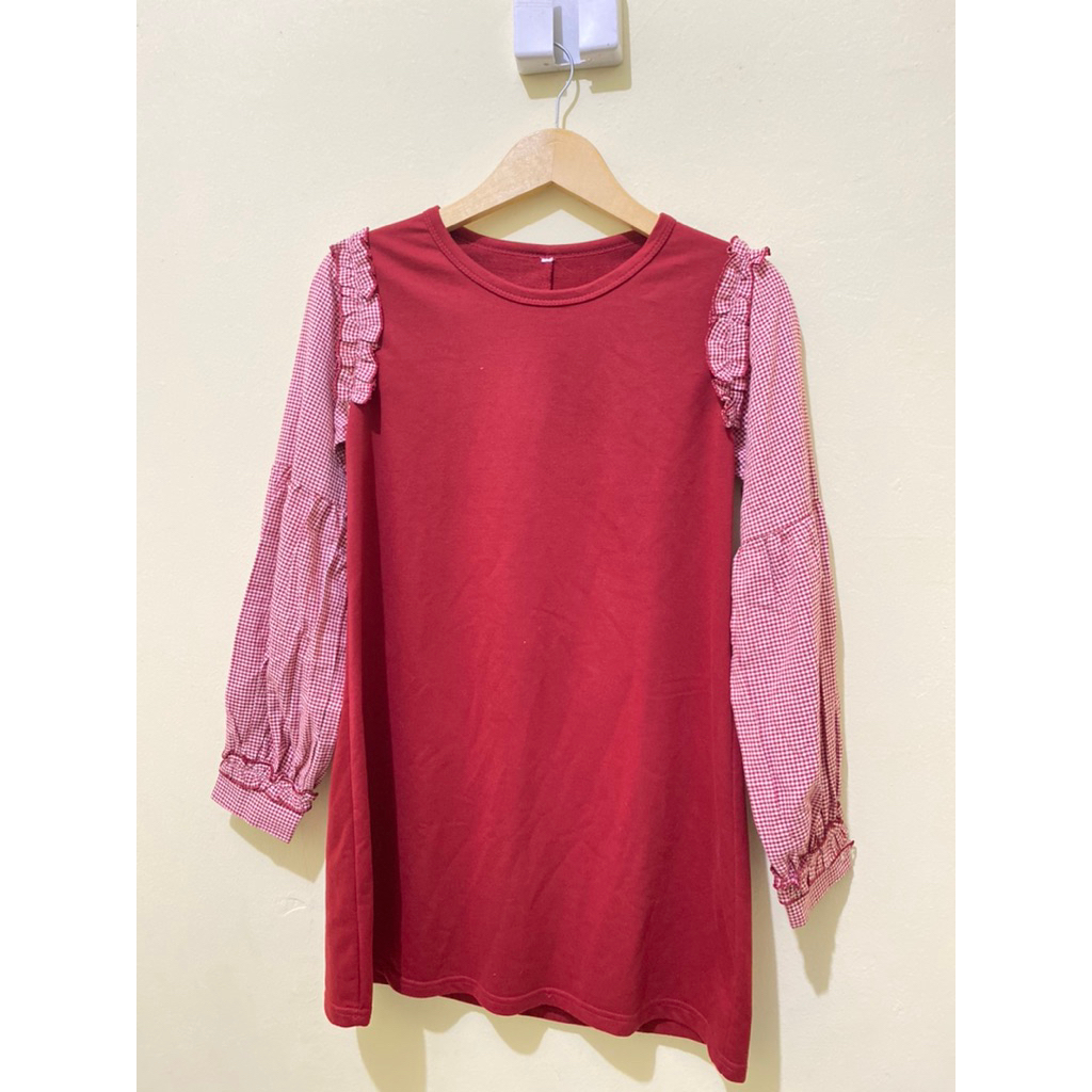 Blouse wanita Merah/Blouse preloved/Blouse Maroon/Kemeja Maroon