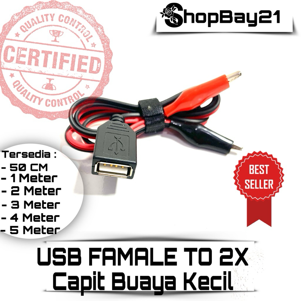 KABEL USB Adapter USB to Aligator Clip Capit Buaya FEMALE Konektivitas Mudah untuk Perangkat USB