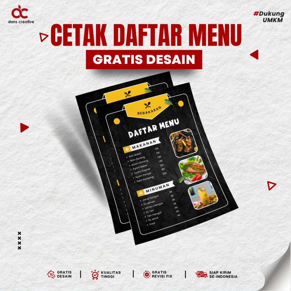 CETAK DAFTAR MENU MAKANAN MINUMAN A5 A4 (GRATIS DESAIN)