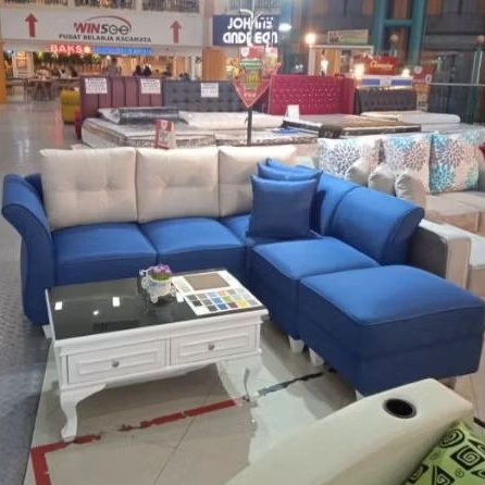 sofa L putus paf kotak kain kulit Oscar sintetis