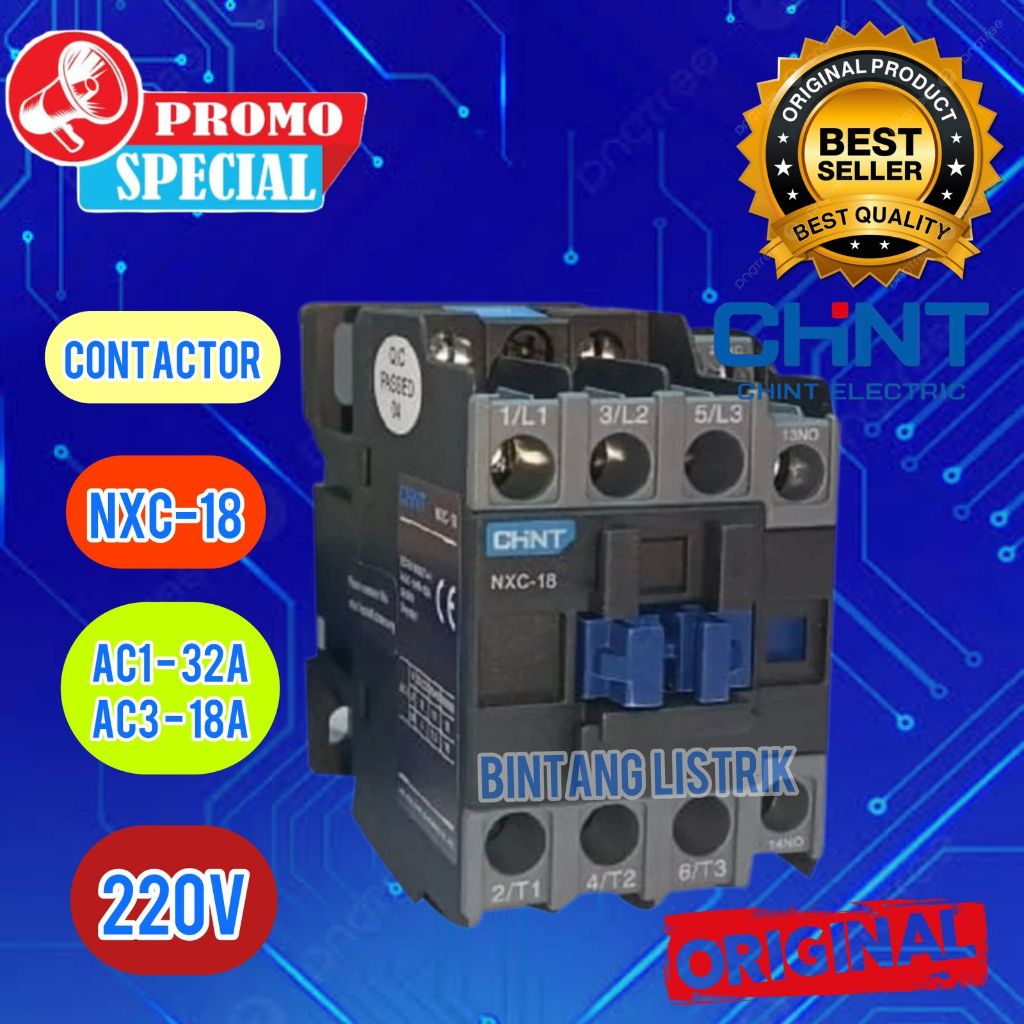 ORIGINAL CHINT CONTACTOR NXC-18 KONTAKTOR NXC18 D18 220V