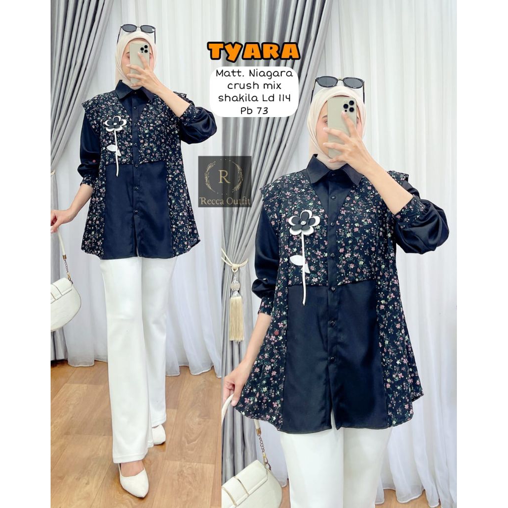 TYARA KEMEJA ELEGAN BAHAN NIAGARA CRUSH MIX SHAKILA/BLOUSE ELEGAN KANTORAN