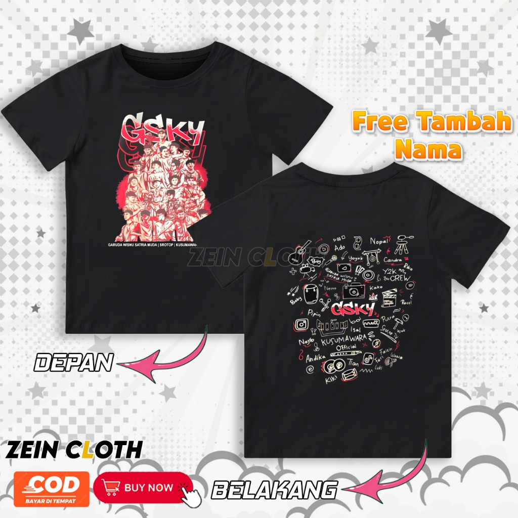 Kaos T Shirt Anak GSKY GWSM Y2K Crew / Kaos Anak GSKY GWSM Srotop TV Kusumawara Y2K Crew