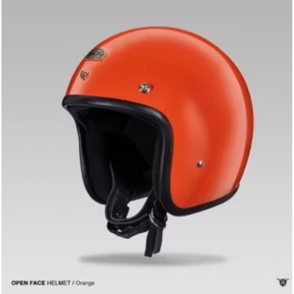 HELM RETRO CLASSIC CLUBMAN ORANGE OPEN FACE VESPA HARLEY ORIGINAL