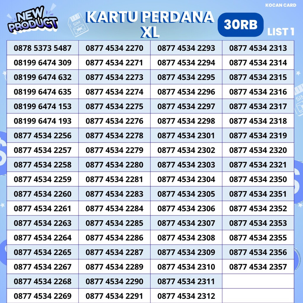 Nomor Cantik XL Perdana 30.000 Rb