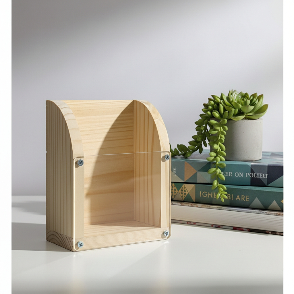 Rak Remot Kayu AKRILIK Gantung Aesthetic / Rak Hp Estetik Tempel Dinding Kayu Jati Belanda 1 Slot