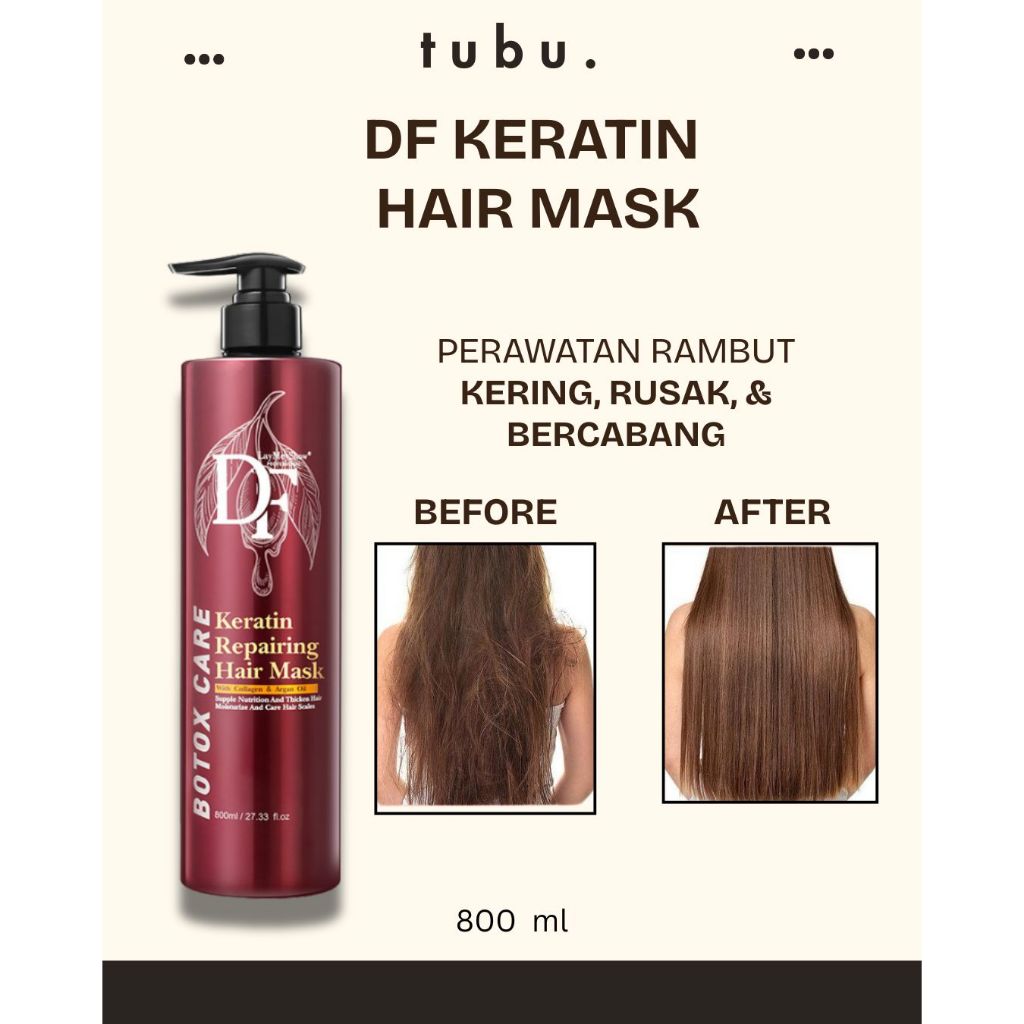 DF Keratin Hair Mask - Masker rambut kering rusak bercabang perawatan rambut harian 100% Original