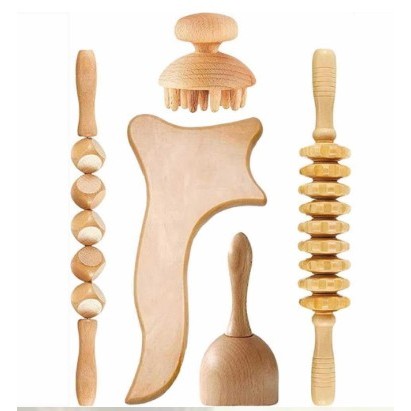 Alat pijat kayu, tongkat gua sha, cangkir pijat kayu, alat pijat kepala jamur, set pijat kayu beech