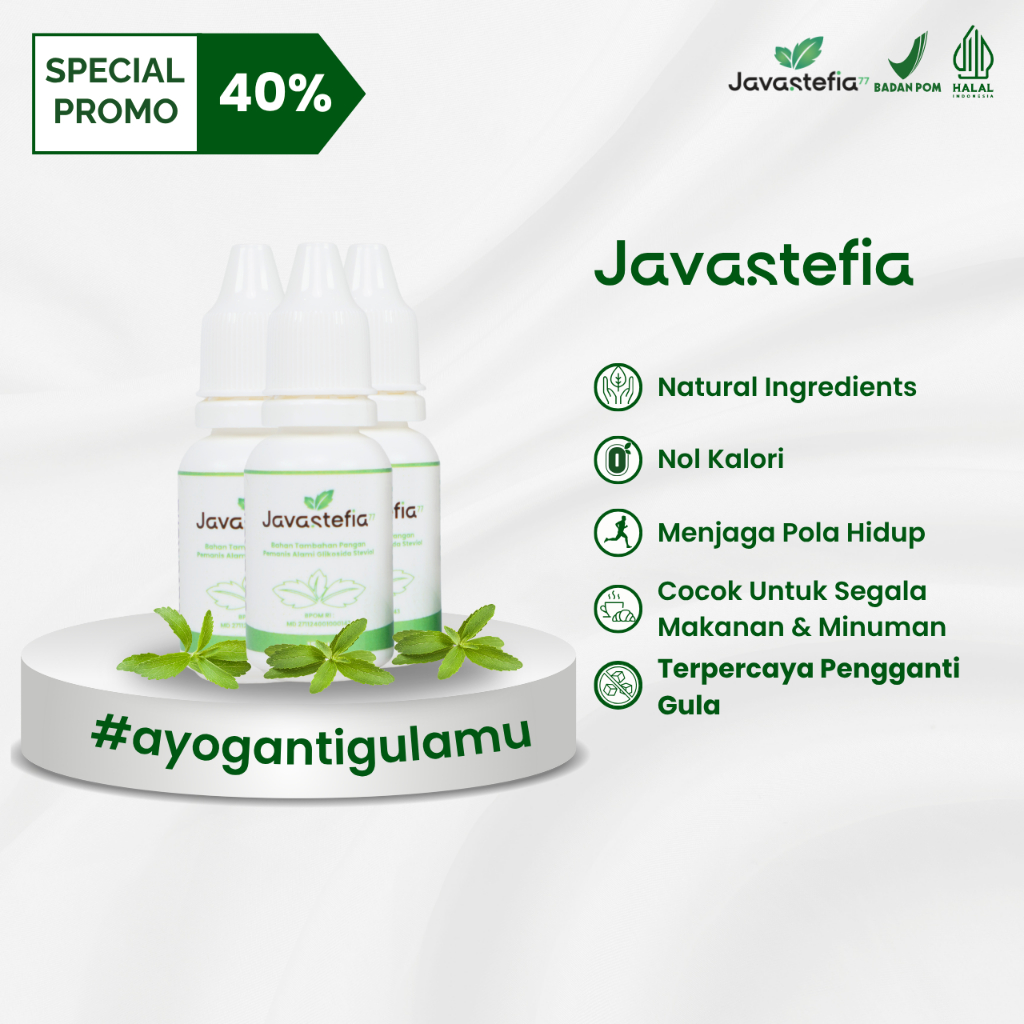 Javastefia Stevia Cair 15ml Gula  Diet Diabetes Gula Stevia Sweetener 3 Botol