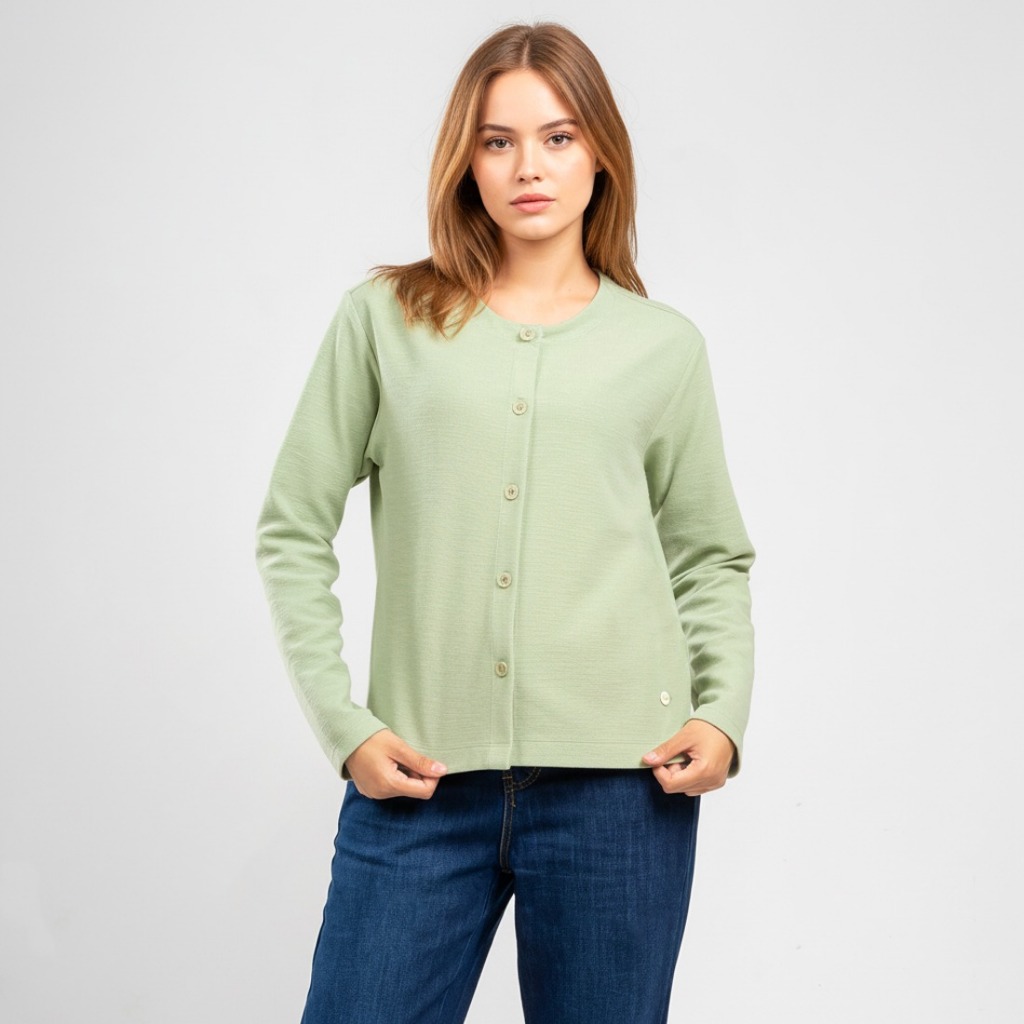 C2 Loella Green Crop Outer Wanita