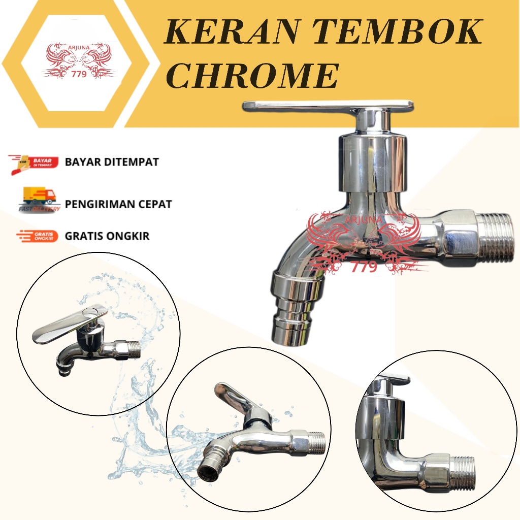 KERAN TEMBOK KAMAR MANDI STAINLESS CHROME MINIMALIS / KERAN AIR KAMAR MANDI / KERAN TAMAN