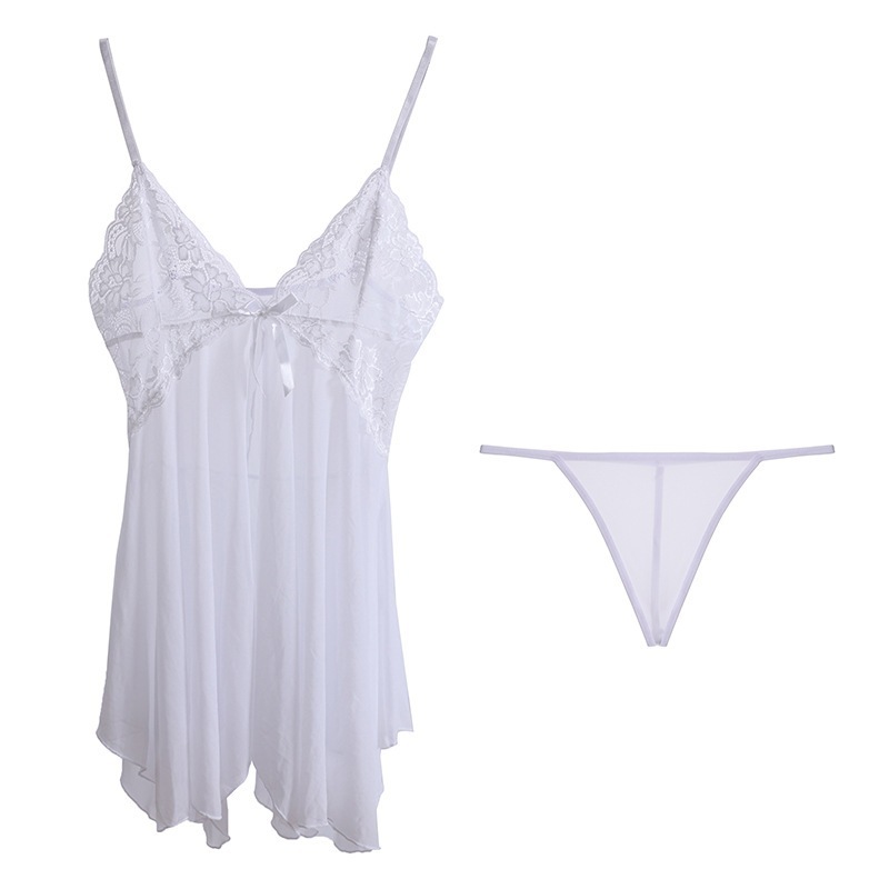 HOT DEALS SC BT002 Pakaian Lingerie Sexy V-Neck Model Renda Serat Mesh Eksotis / G String Bra Set