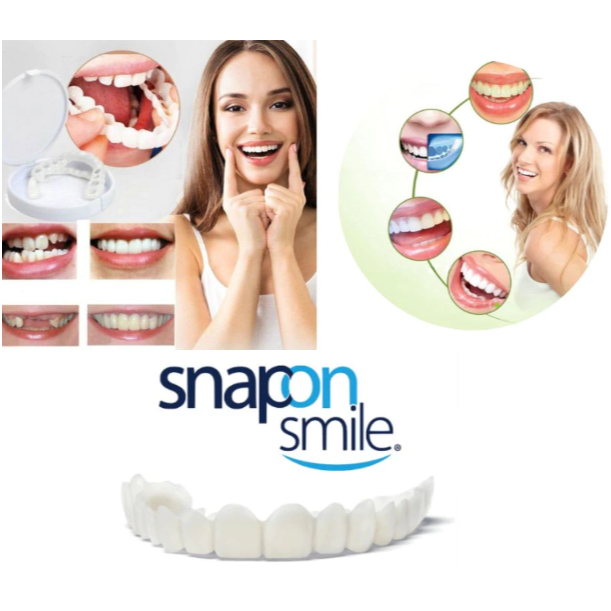 ⚡COD⚡ Gigi Palsu Bahan Silikon - Snap On Smile untuk Pemutih Gigi 1 Pasang ( Atas Bawah ) COD Snap O