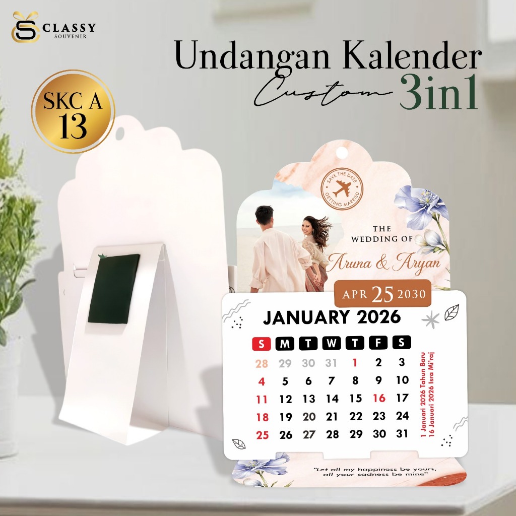 UNDANGAN PERNIKAHAN - UNDANGAN KALENDER MEJA - KALENDER DUDUK MURAH FREE DESAIN